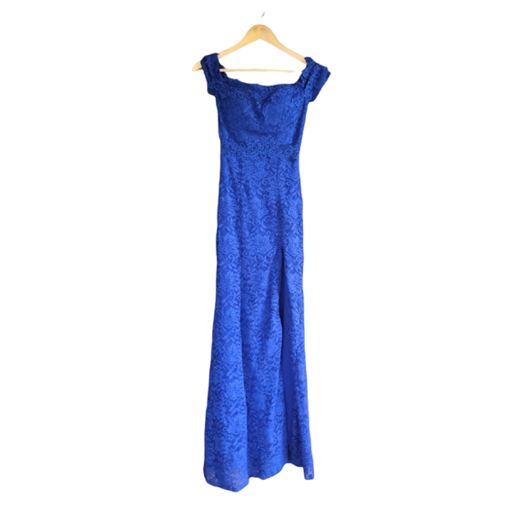 Sequin Hearts Dresses Sequin Hearts Dress Juniors Size Long Royal Blue Glitter Lace Formal